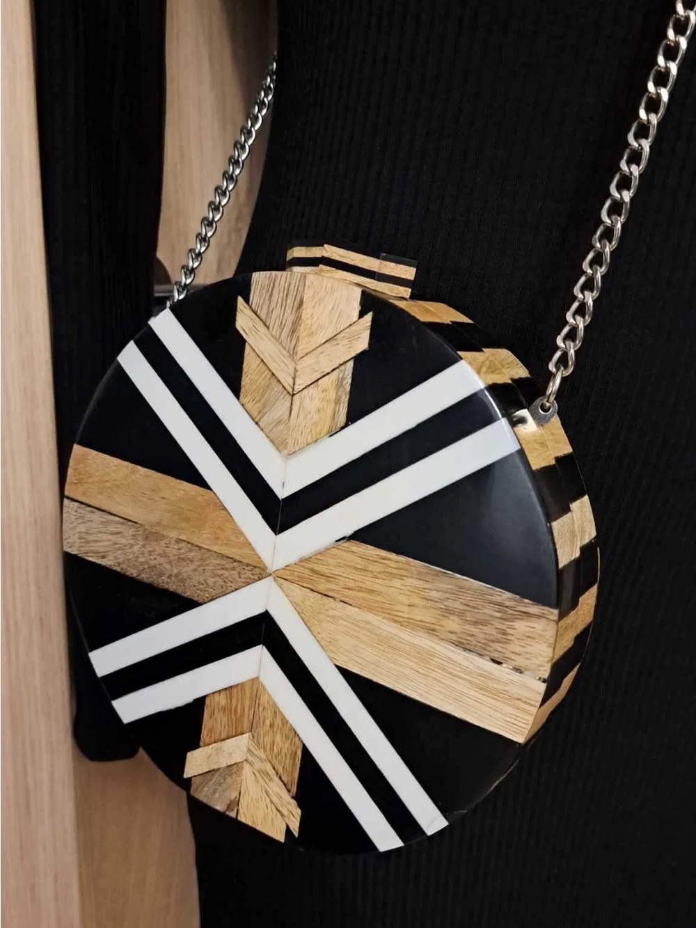 Zara Multicolor Wood Crossbody Bag